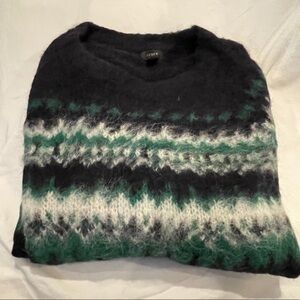 J. Crew Black and Green Crewneck Sweater